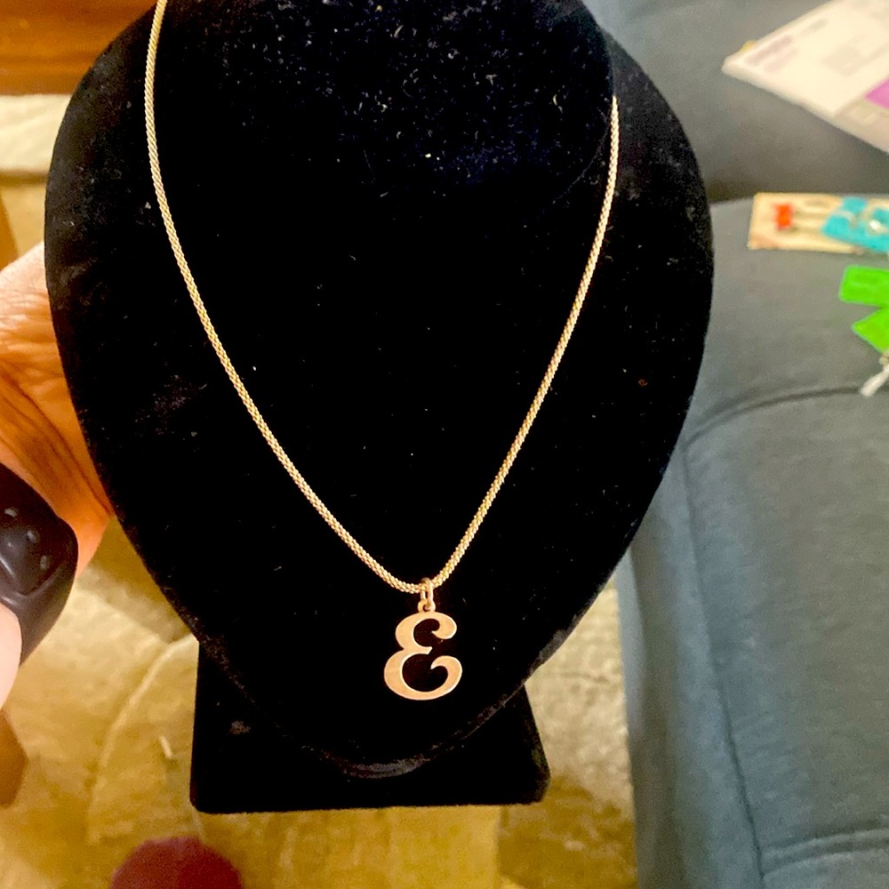 Retired James Avery Sterling Silver Initial E charm & a 20” sterling Italy Chain
